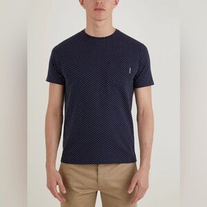 NWT Peter Werth London Navy and White Polka Dot Shirt